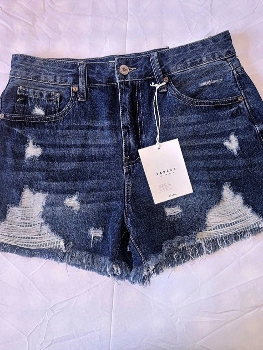 Kancan Distressed Denim Jean Shorts in Blue Waist 25 NWT